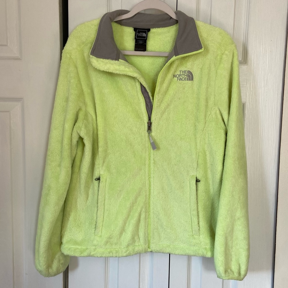 North Face Neon Yellow Fuzzy Jacket, Women’s size M